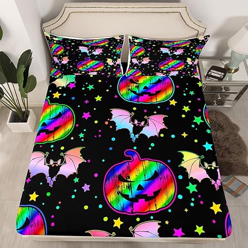 Miniatura 6 de Sábanas psíquicas góticas negras, sábana bajera ajustable de polilla gótica espeluznante, tamaño matrimonial, juego de ropa de cama de cielo