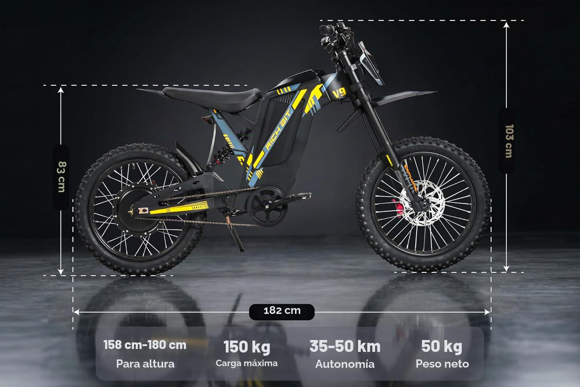V9 Ultra Bicicleta electrica montaña con batería 48V y 60km, Vehículo eléctrico Off Road con Ruedas de 17" y Cuadro de Aluminio, Bici Eléctrica con 80Nm y Doble suspensión