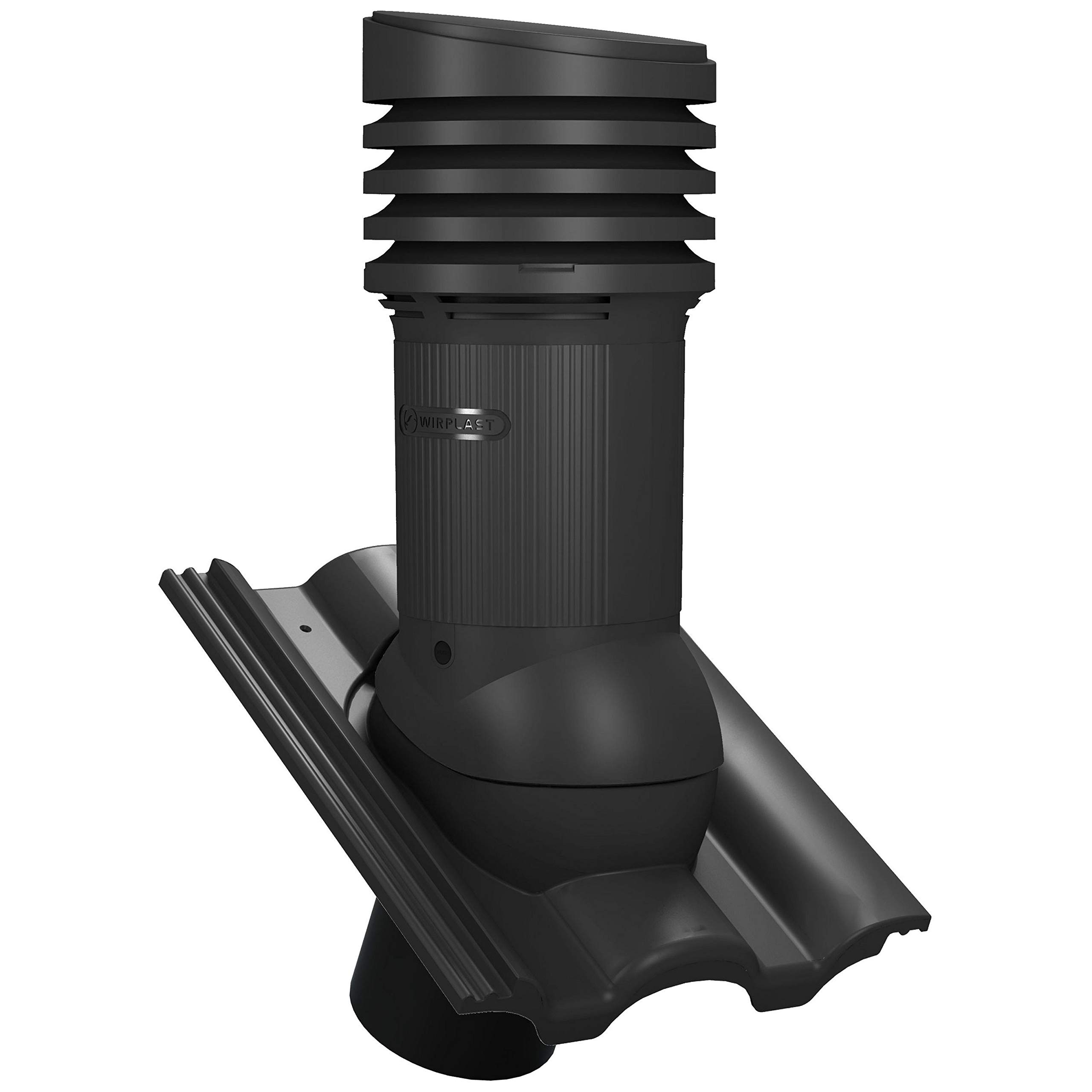 Entlüfterkamin EVO DN150 für Braas - Taunus Dachziegel Dachlüfter Lüfter (RAL 9005 - Schwarz)