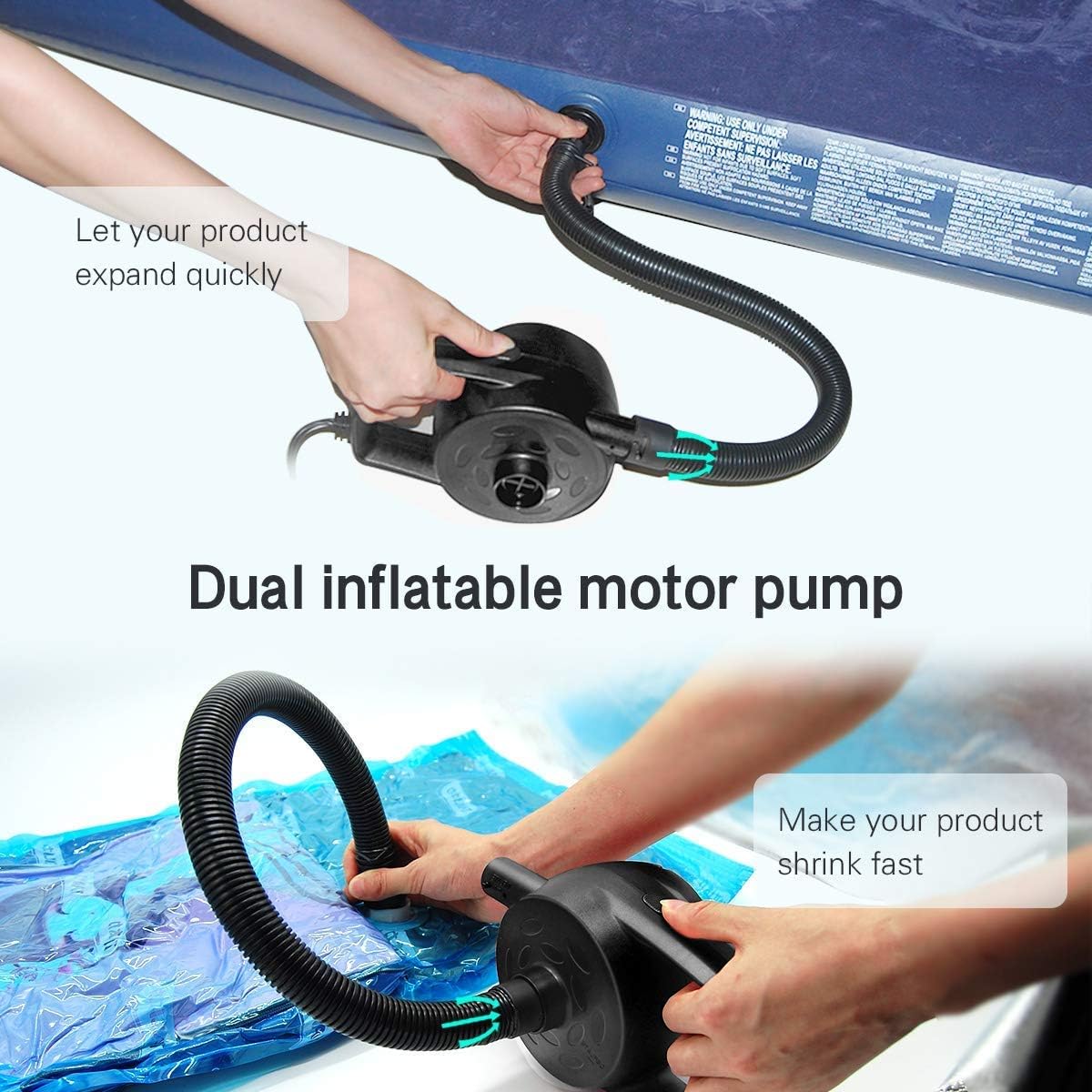 chamvis Electric Air Paddle Board Pump for Inflatables High Power Quick-Fill SUP Pump AC 120V, 1.2 PSI 600L/min Inflator Deflator Portable for Raft Bed Boat Pool Toy