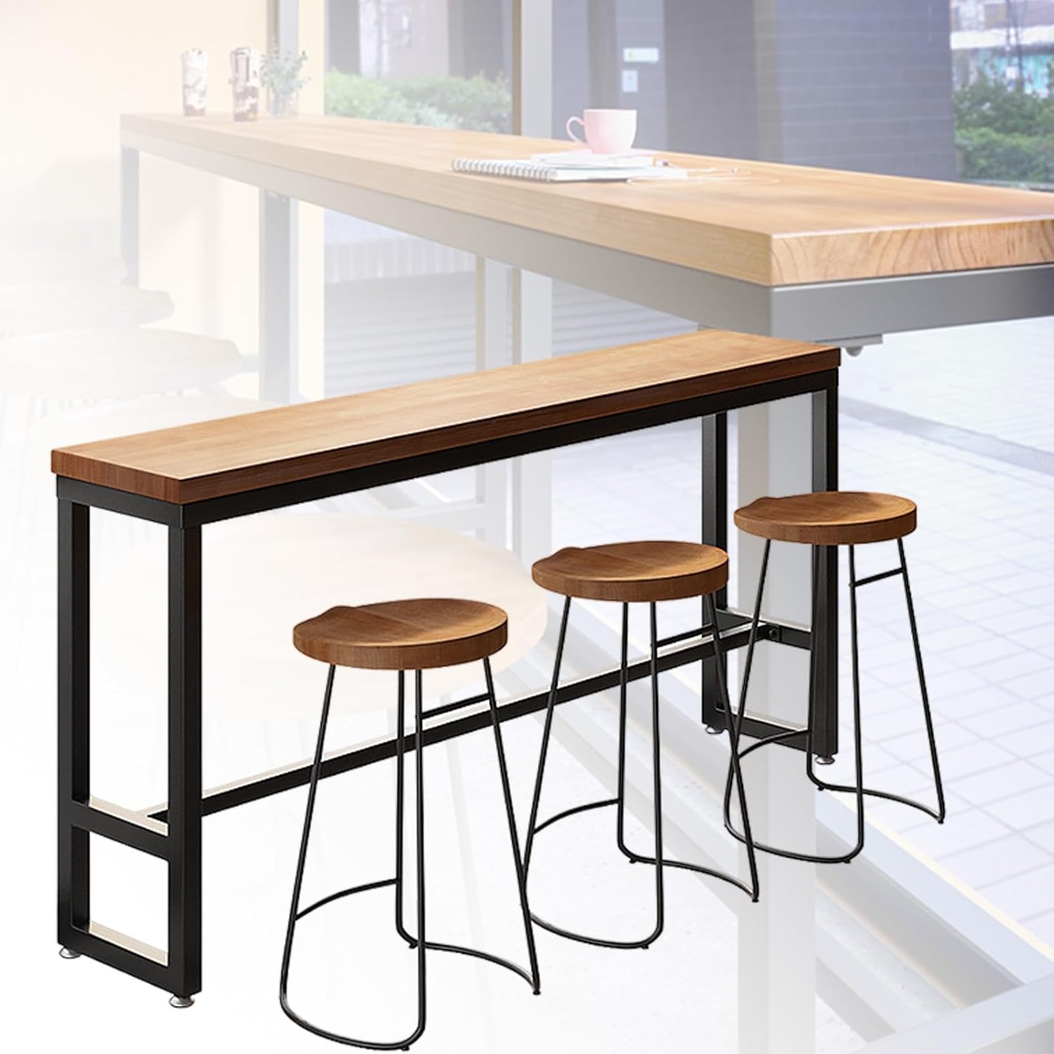 Bar Height Table,High Bar Table,Kitchen Breakfast Bar,Kitchen Island,Tabletop Thickness 4.5cm,Kitchen Bar Table Counter,Counter Breakfast Dining High Tables for Kitchen Living Room(Grapefruit