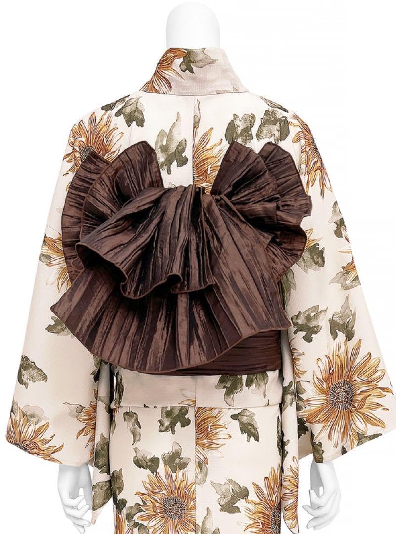GRL 水彩ひまわり浴衣 帯セット 花柄 向日葵 モダン 古典 新作yukata