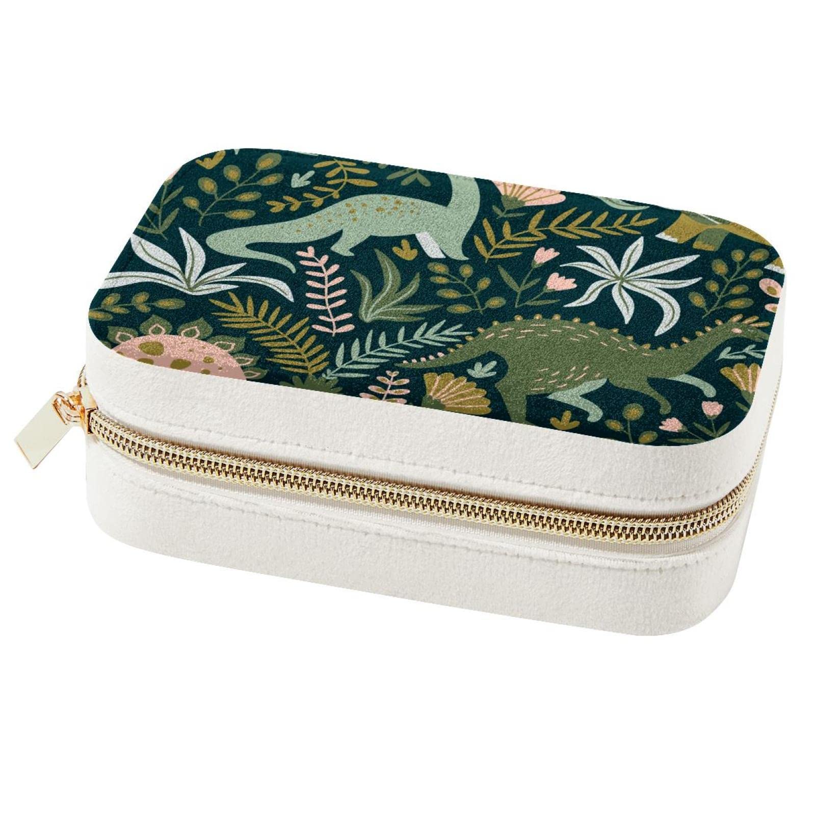Boîte à bijoux de voyage motif dinosaures : cadeau original filles et femmes