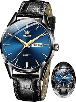 - Amazon Watches,Brown Leather Watch for Men,Men Day Date Watch,Men's Luminous Watch,Dress Watch for Men,Rose Gold Watch for Men,Men's Fashion Quartz Watch,Waterproof Brown Man Watches