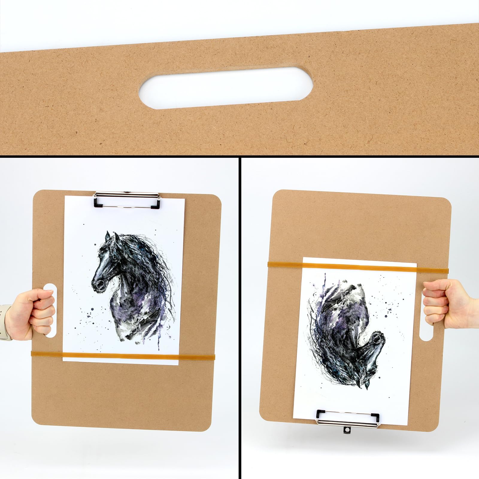 Zeichenbrett, 33 x 43 cm, Künstler-Skizzenbrett mit Griff für Zeichnen, tragbares Kunst-Klemmbrett, Kunstbedarf zum Malen und Zeichnen, passend in Künstlertasche, 1 Packung