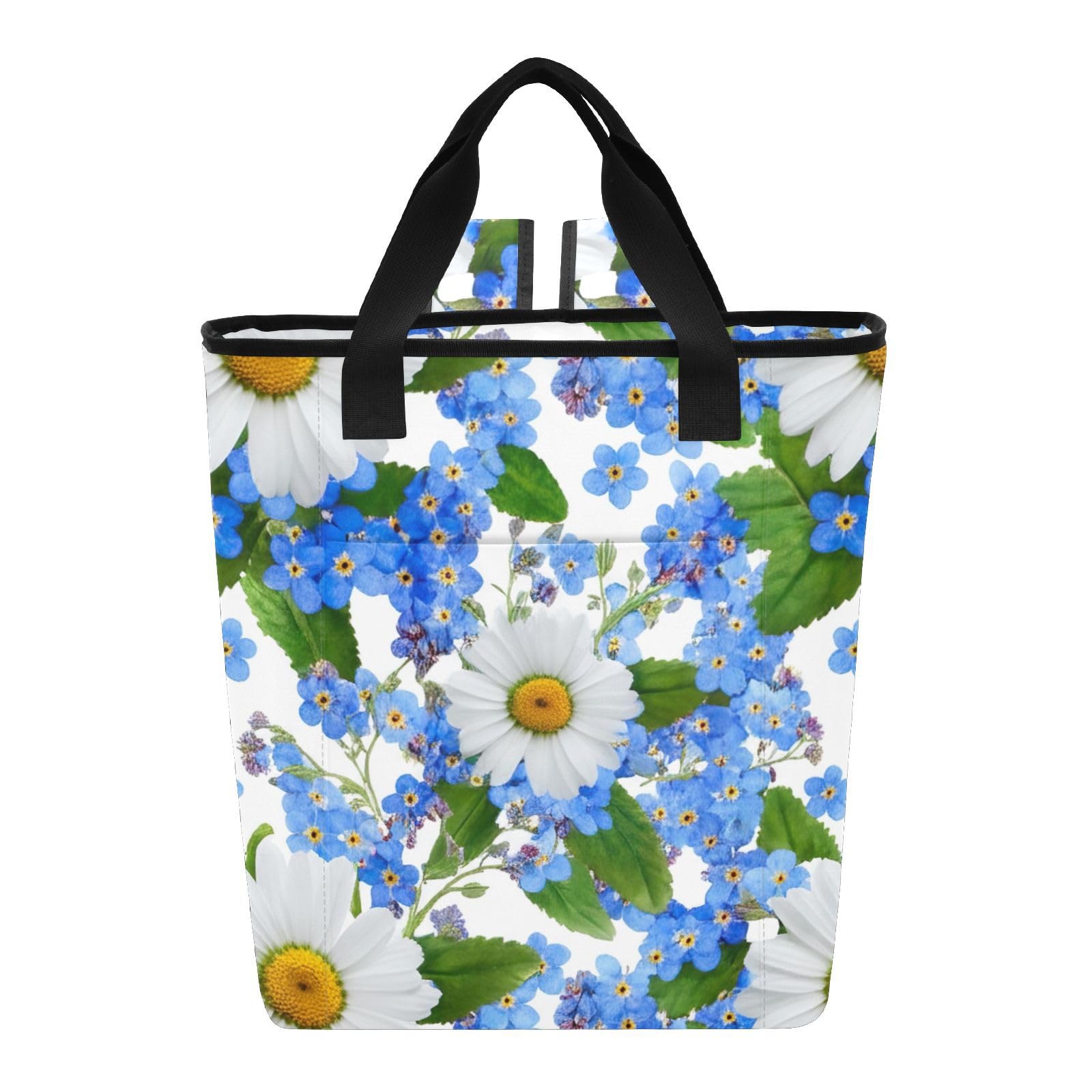 Daisy and Blue Blossoms Hot Cold Bags Insulated 36 Cans Backpack Beach Bag, 13.8''x5.9''x16.5