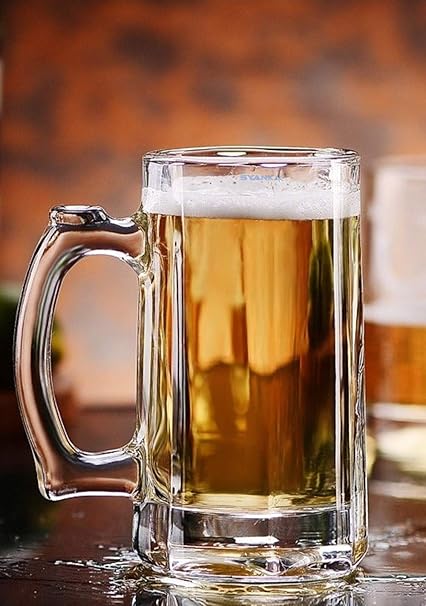 SYANKA Glass Beer Mug - Set Of 2, Transparent, 400ml