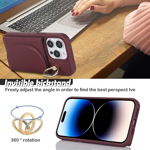 Miniatura 4 de Havaya Funda para iPhone 14 Pro para mujer, iPhone 14 Pro, funda con tarjetero para iPhone 14 Pro, cartera con ranuras para tarjetas de crédito,