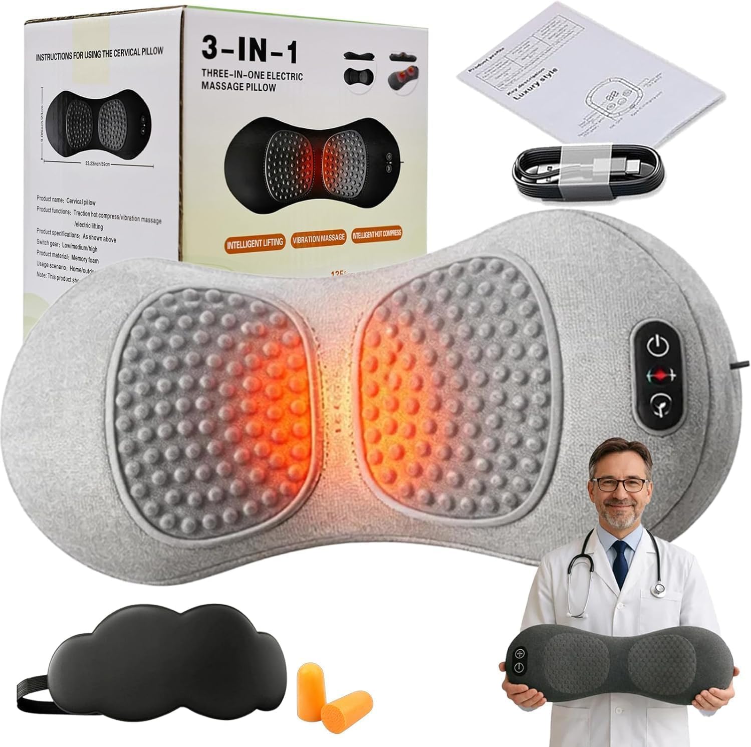 Yanzhenglip My Soothe Lab, Upgraded Soothe Back Massager, 3 in 1 Back Massager for Sciatica, Massage Relaxer for Neck, Shoulders and Suitable Smooth Spine (A-1 Set)