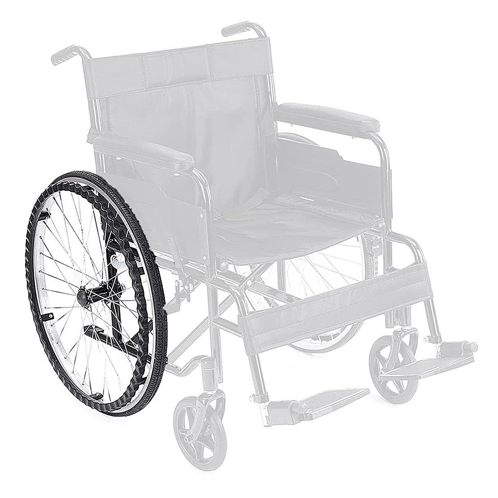 Conjunto de Ruedas traseras para Silla de Ruedas Manual de 24 Pulgadas, Rueda de Repuesto para Silla de Ruedas Antideslizante de PU neumática/sólida con rodamientos de 1/2" (12 mm) y aro (1