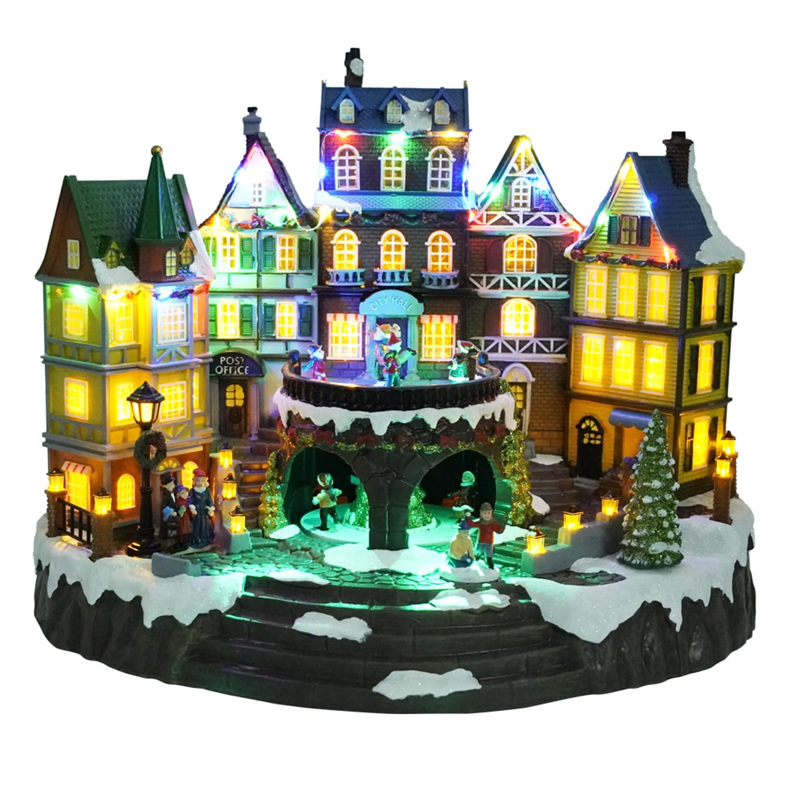 Décoration de maison de village de Noël avec lumières LED et musique, crée une atmosphère festive pour la décoration de la maison et les cadeaux