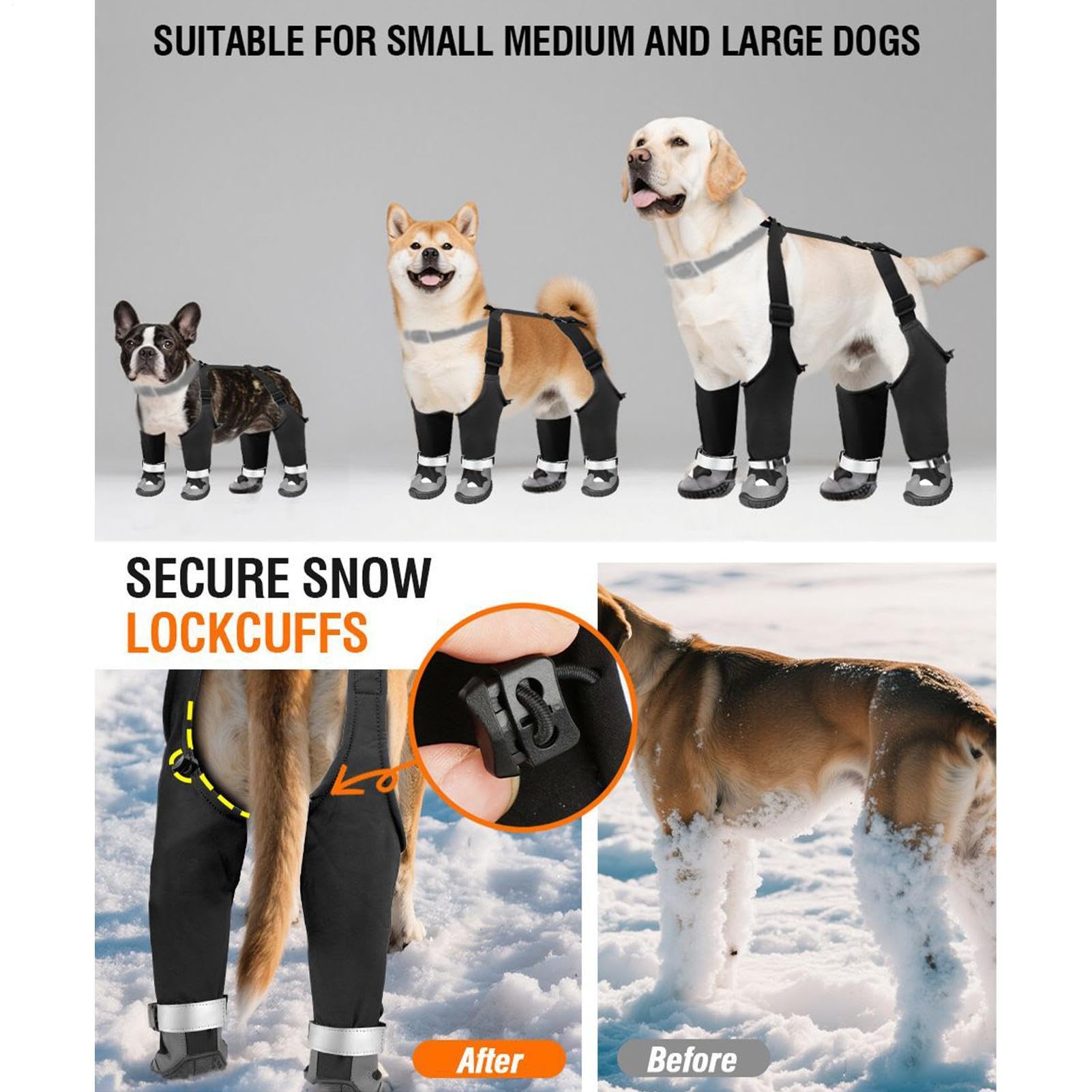 Bottes De Neige À Bretelles Pour Chien Chaussons Ajustables Anti-Dérapant | Chaussures À Suspentes Pour Chien Pour Marche Extérieure Hiver Neige Pluie