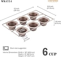 Vista 2 de CHEFMADE Molde para tartas Popover, antiadherente de 6 cavidades Yorkshire para magdalenas, para hornear en el horno (dorado champán)