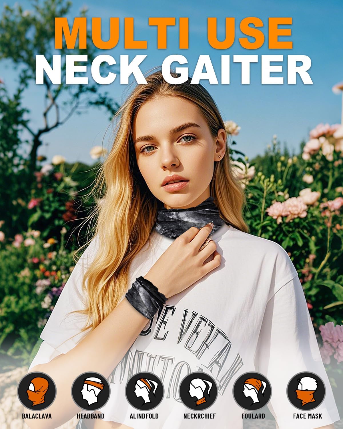 4Pack Neck Gaiter for Men Women Face Cover Mask Head Wrap Balaclava Headwear Bandana Headband Magic Scarf - Image 5