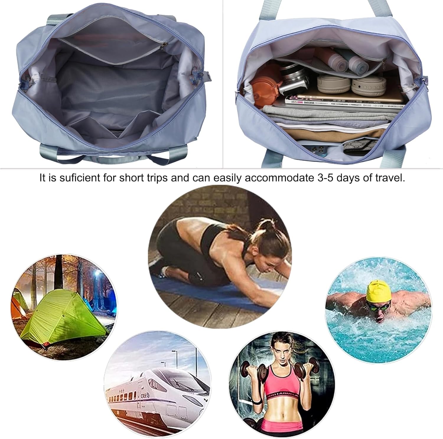 Large Capacity Travel Bag, Foldable Travel Bag, Expandable Travel Duffel Bag, Collapsible Waterproof Large Capacity Travel Handbag, Overnight Bag for Women and Man - Image 6