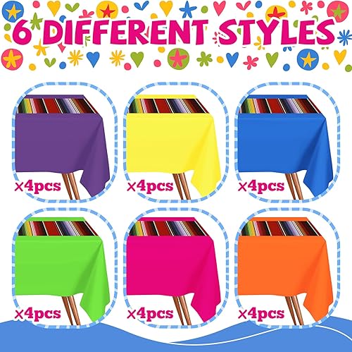 Miniatura 2 de Hosuly Mantel de fiesta mexicana de 54 x 108 pulgadas, mantel de plástico a rayas para decoración de fiesta mexicana (puro con rayas, 24 unidades)