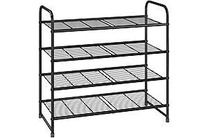 Simple Trending 4-Tier Expandable Stackable Wire Grid Shoe Rack for Closet