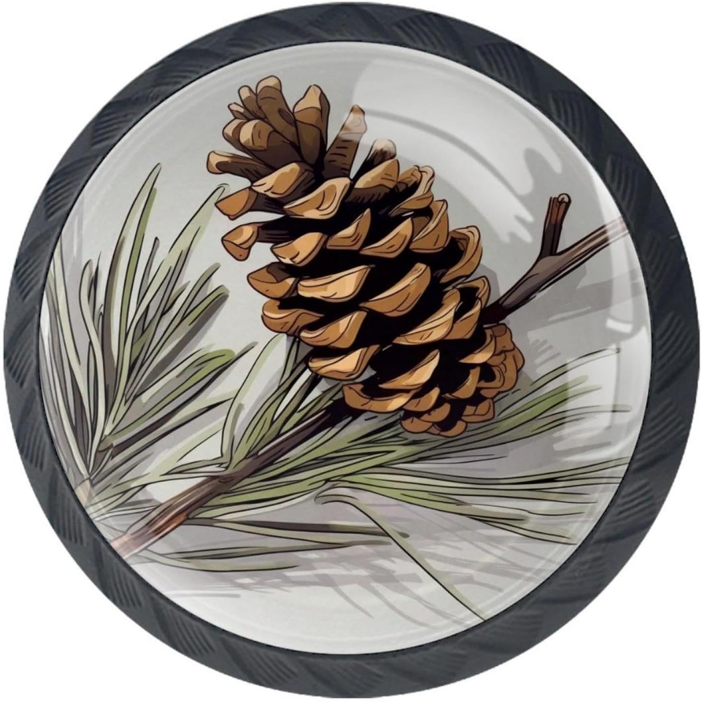 Dragon Sword Single Pine Cone Glass 30mm Cabinet Knobs,4 Pack Drawer Door Pulls Handles for Kitchen Bathroom Home Cupboard Dresser Furniture Living Room Wardrobe Hardware