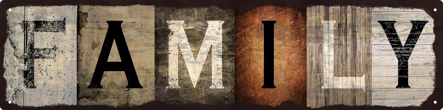 VintageTinSign Retro Metal Family Tin Sign - 16x4 Inch Vintage Wall Art for Bathroom, Kitchen, Bedroom & Gothic Home Decor