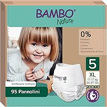 Bambo Nature Nappies Size 5 (11-17 kg) 95 Pack Monthly Pack | Panties with Improved Spill Protection | Maximum Comfort for Active Babies | Dermatologically Tested