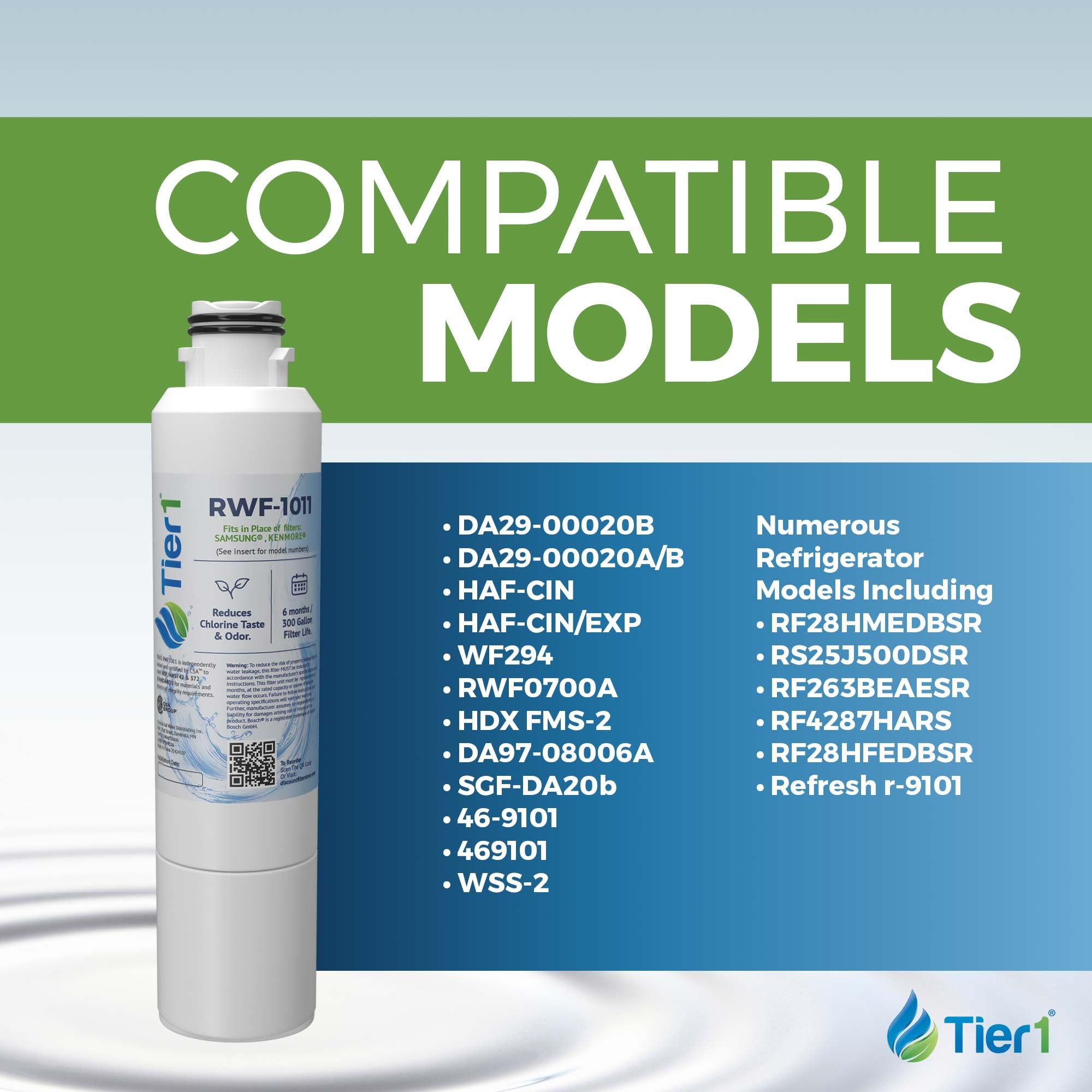 Tier1 DA29-00020B - Filtro de agua para refrigerador, paquete de 3 unidades, repuesto para Samsung DA29-00020A, HAFCIN/EXP, HAF-CIN, 46-9101, DA97-08006A-B, WSS-2, WF294, filtro de nevera