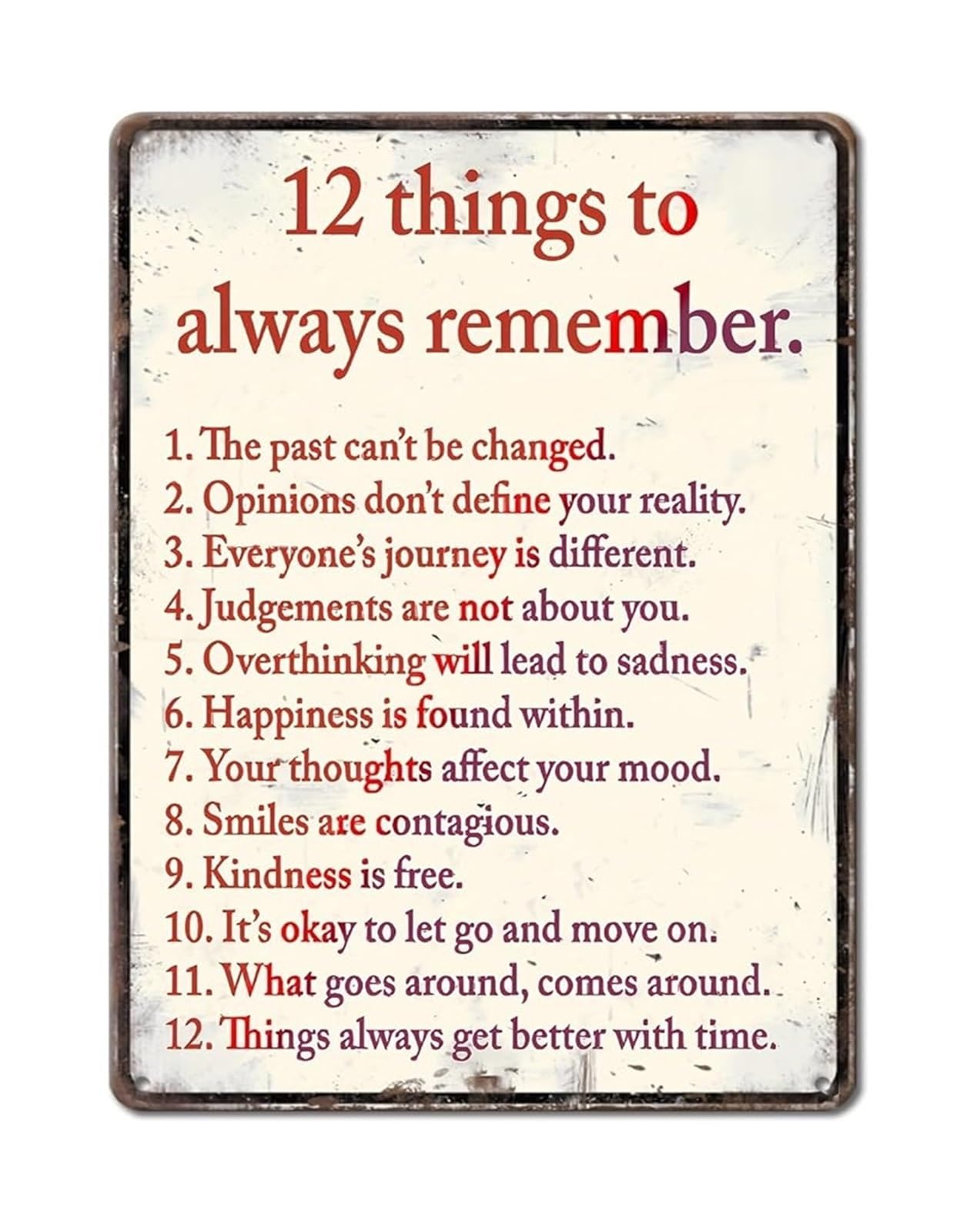NWPNLXEA Vintage Style Metal Sign with 12 Inspirational Sayings for Home Bar Cafe Office Garage Wall Decor (8 X 12 in)