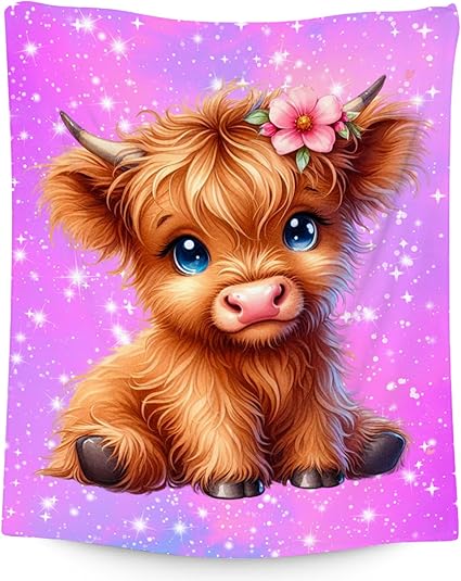 Kids Blanket Highland Cow Gifts for Kids Girls - Soft Lightweight Flannel Throws for Couch, Sofa 30"x40"