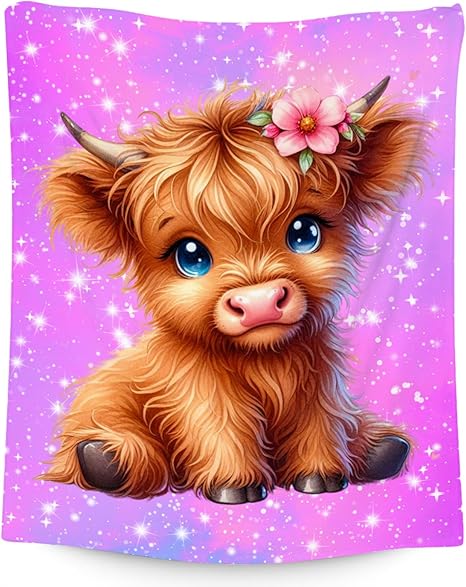 Kids Blanket Highland Cow Gifts for Kids Girls - Soft Lightweight Flannel Throws for Couch, Sofa 30"x40"