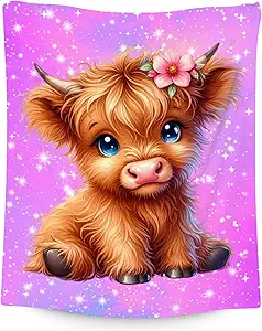 Kids Blanket Highland Cow Gifts for Kids Girls - Soft Lightweight Flannel Throws for Couch, Sofa 30"x40"