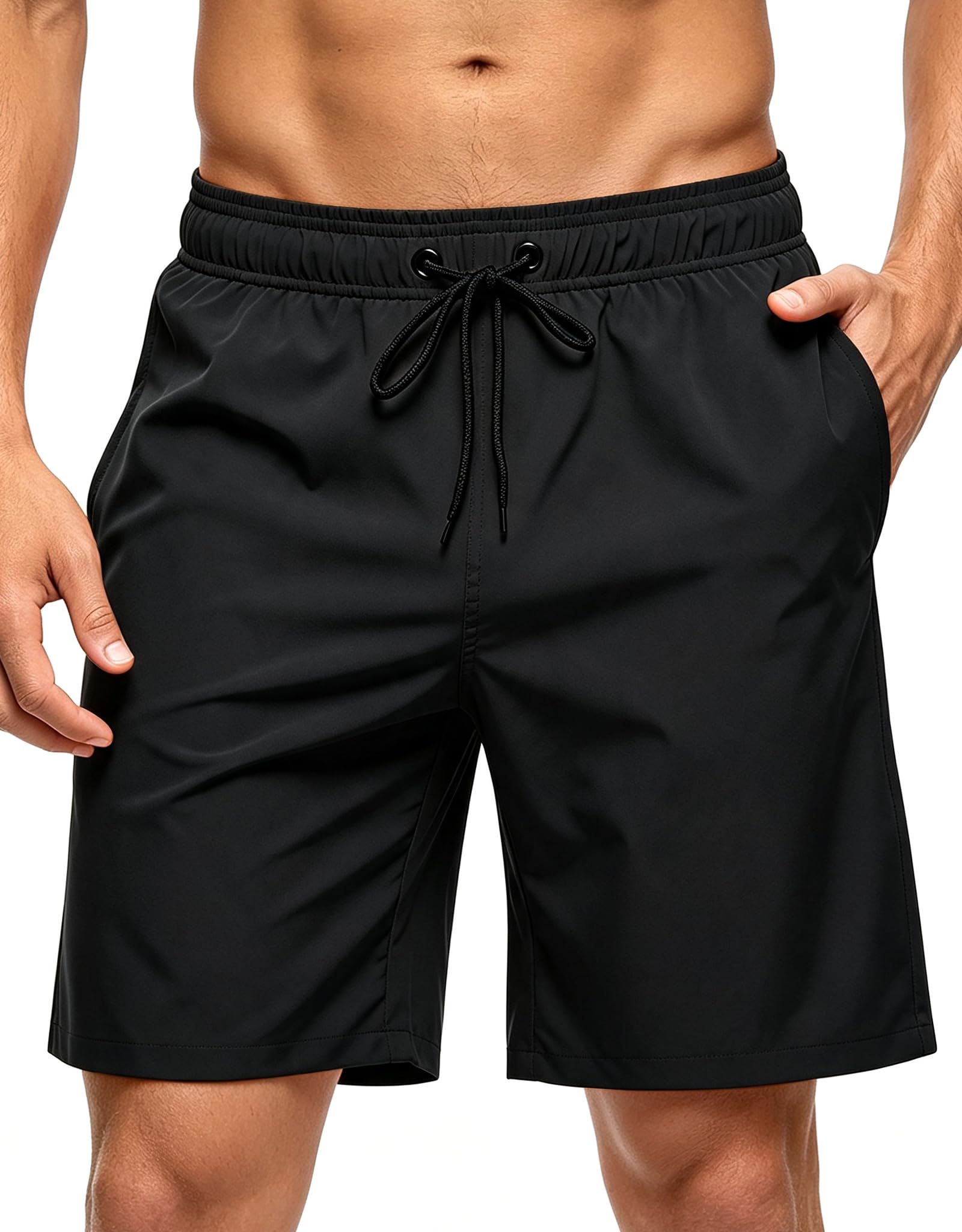 RUOMU Badehose für Herren 2 in 1 Badeshorts Männer Atmungsaktiv Schwimmhose Innenhose und Reißverschlusstaschen Sporthose Kurz Herren Shorts