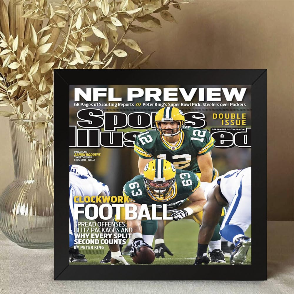 GADGETS WRAP Printed Photo Frame Matte Painting for Home Office Studio Living Room Decoration (10x10inch Black Framed) - Indianapolis Colts V Green Bay Packers