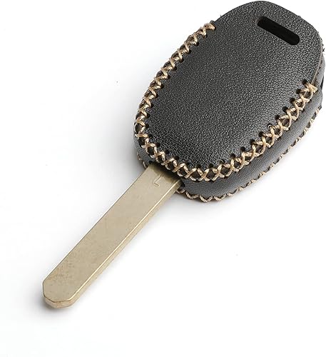 Miniatura 3 de Cuero para Honda Accord Crosstour CR-V Civic Pilot Element Remote 4 Botones Funda Funda Llavero Cadena Fob (negro)