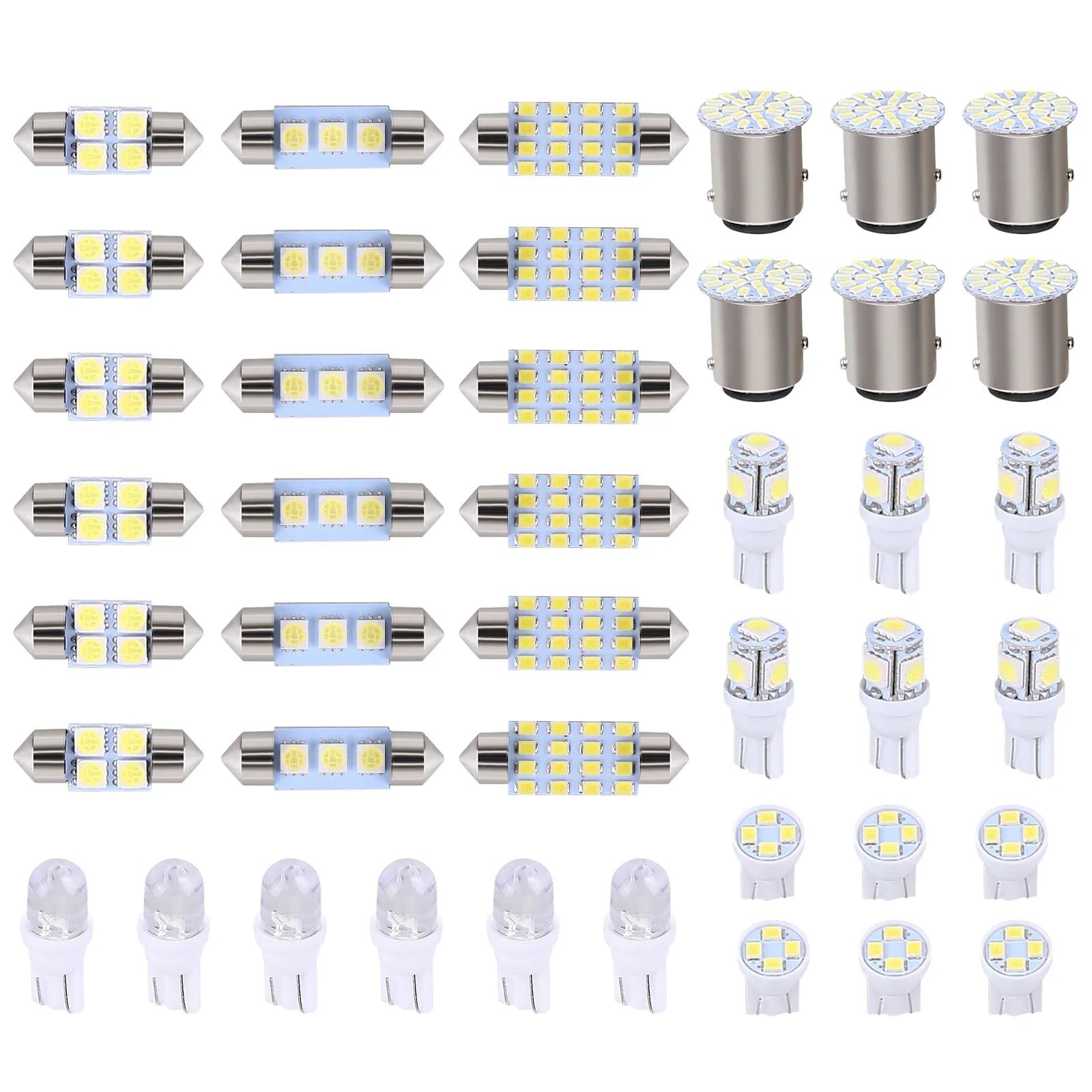 Luz Lectura Interior Trasera Juego De Combinación Luces LED Para Coche Indicadoras Ancho T10 Lectura Doble Punta Matrícula Interiores 42 Uds