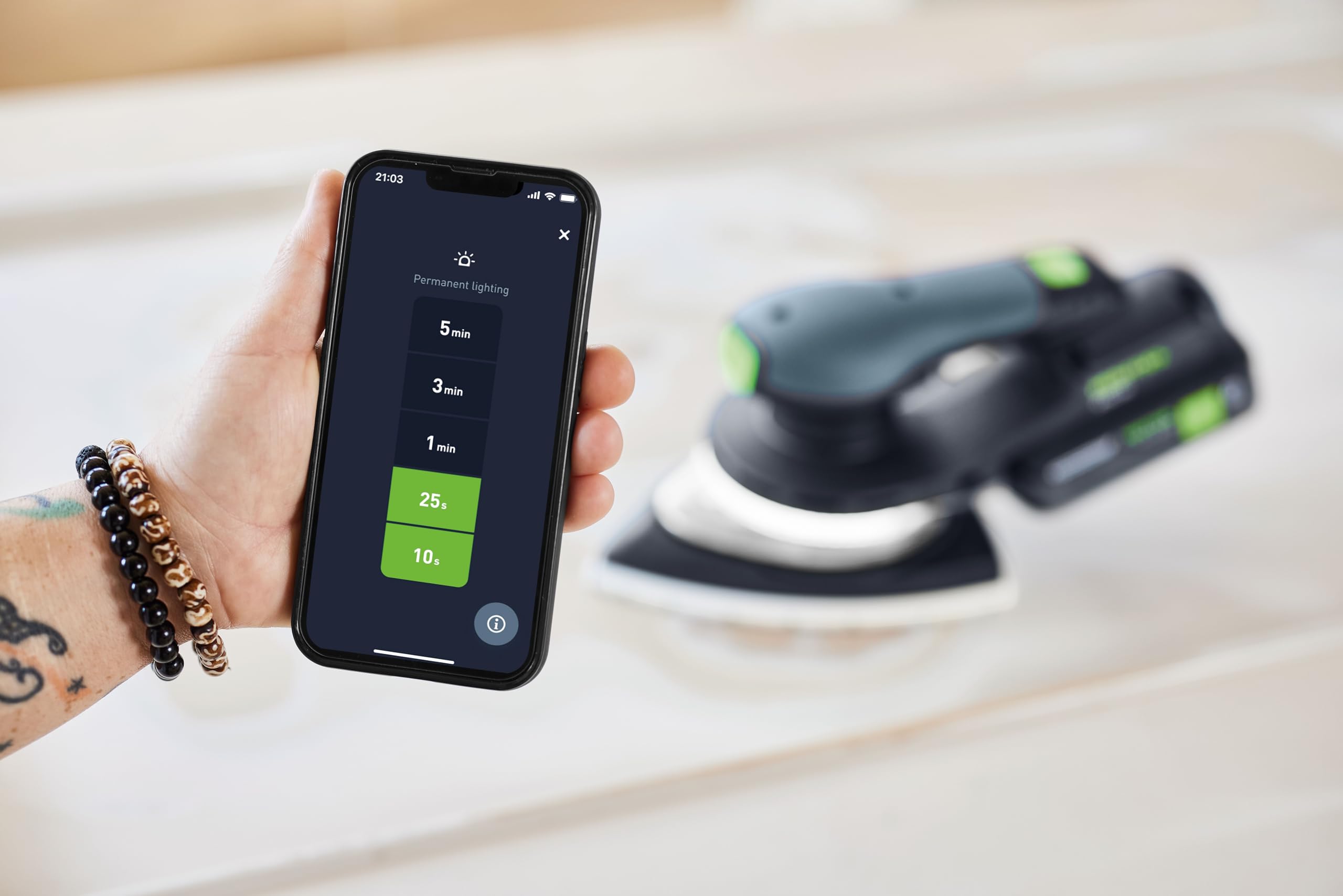 Festool Akku-Deltaschleifer DTSC 200 - Schleifmaschine mit LED-Licht | Bürstenloser EC 2.0-Motor mit Vibrationsschutz, StickFix Schnellverschluss, Hartmetall-Tellerbremse und App-Steuerung