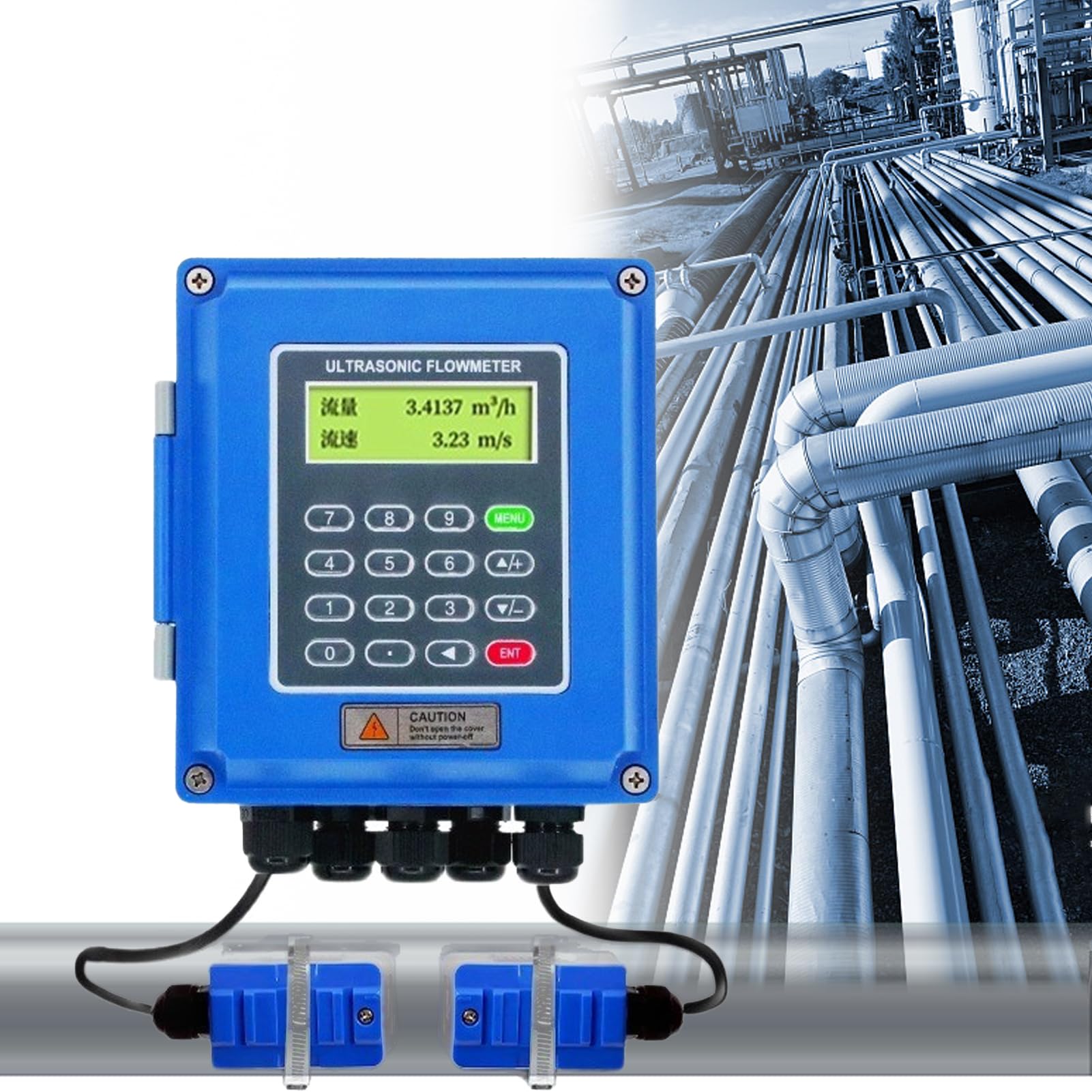 LYJIANGXIN Ultrasonic Flow Meter, Tuf-2000b Liquid Flowmeter, Wall-Mounted Digital Water Flow Meter Ip67 Digital Tm-1, Ts-2, Tl-1 Dn15~Dn6000mm, Bidirectional Flow Measurement