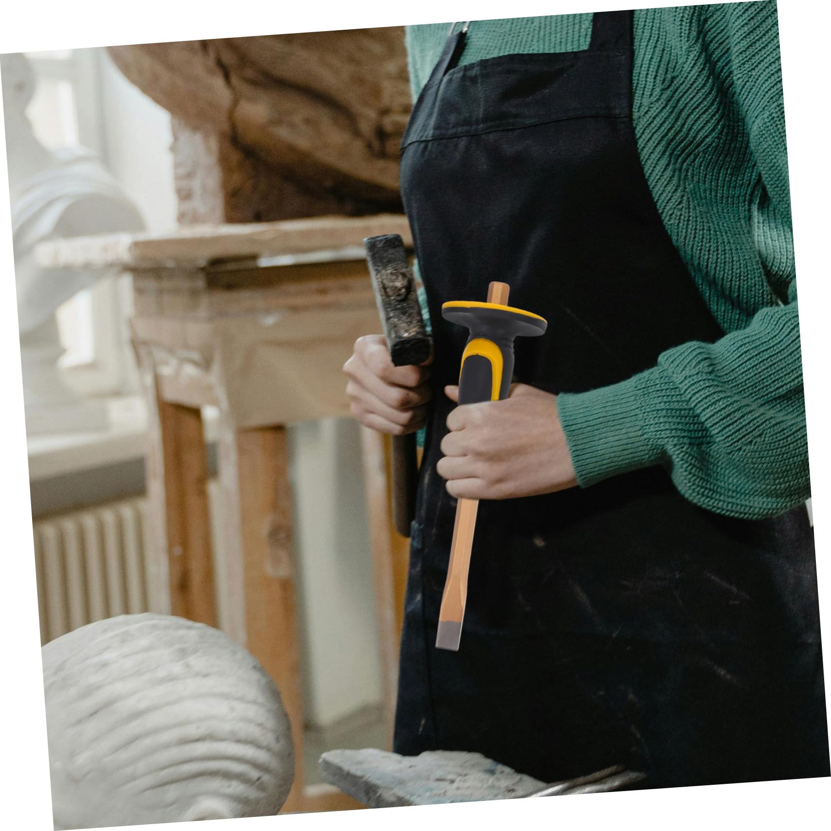 ULTECHNOVO 3pezzi Scalpello Da Muratore Heavy Duty Con Protezione Per Mano Utensile Per Lavori Muratura Taglio e Scultura Di Pietra Mattone