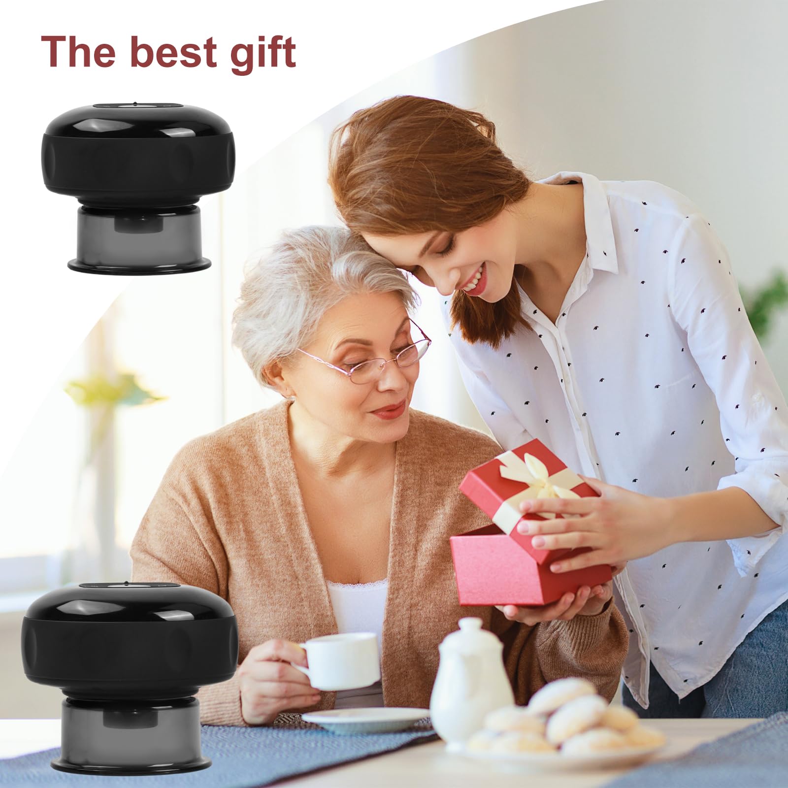 Ventosa Eléctrica Jinlaili por Infrarrojos, 12 Velocidades, Smart Cup Guasha Masajeador Espalda con Luz Roja, Terapia Electrónica de Ventosas