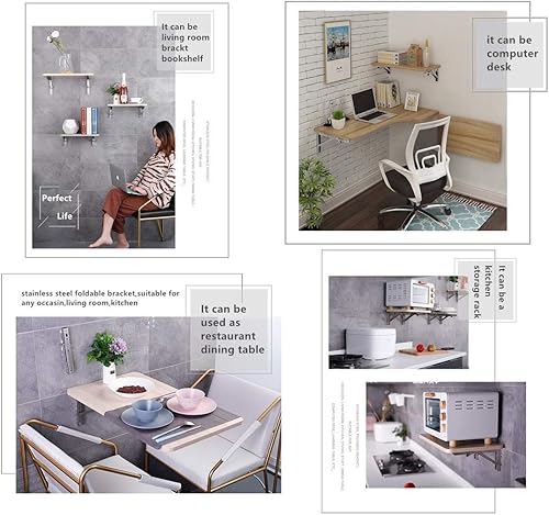 Miniatura 5 de Toirxarn - Soportes plegables para estantes (carga máxima 330 Ib, soporte plegable de acero inoxidable resistente para el lugar de trabajo que se