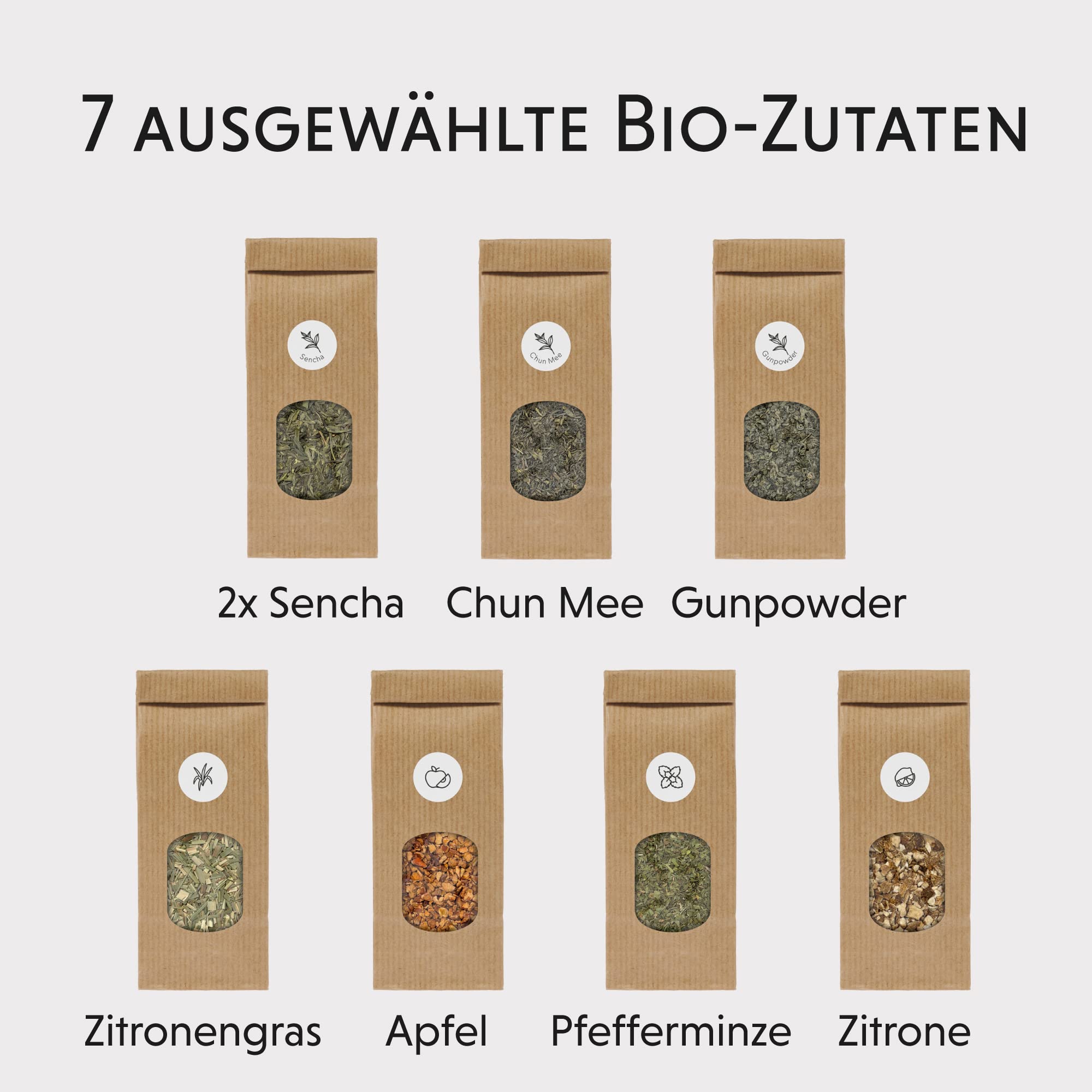 Tee Selber Mischen Set Geschenk mit Grüntee - BIO Grüner Tee Geschenkset mit 7 leckeren Tee-Sorten zum DIY Teemischung Selber Machen
