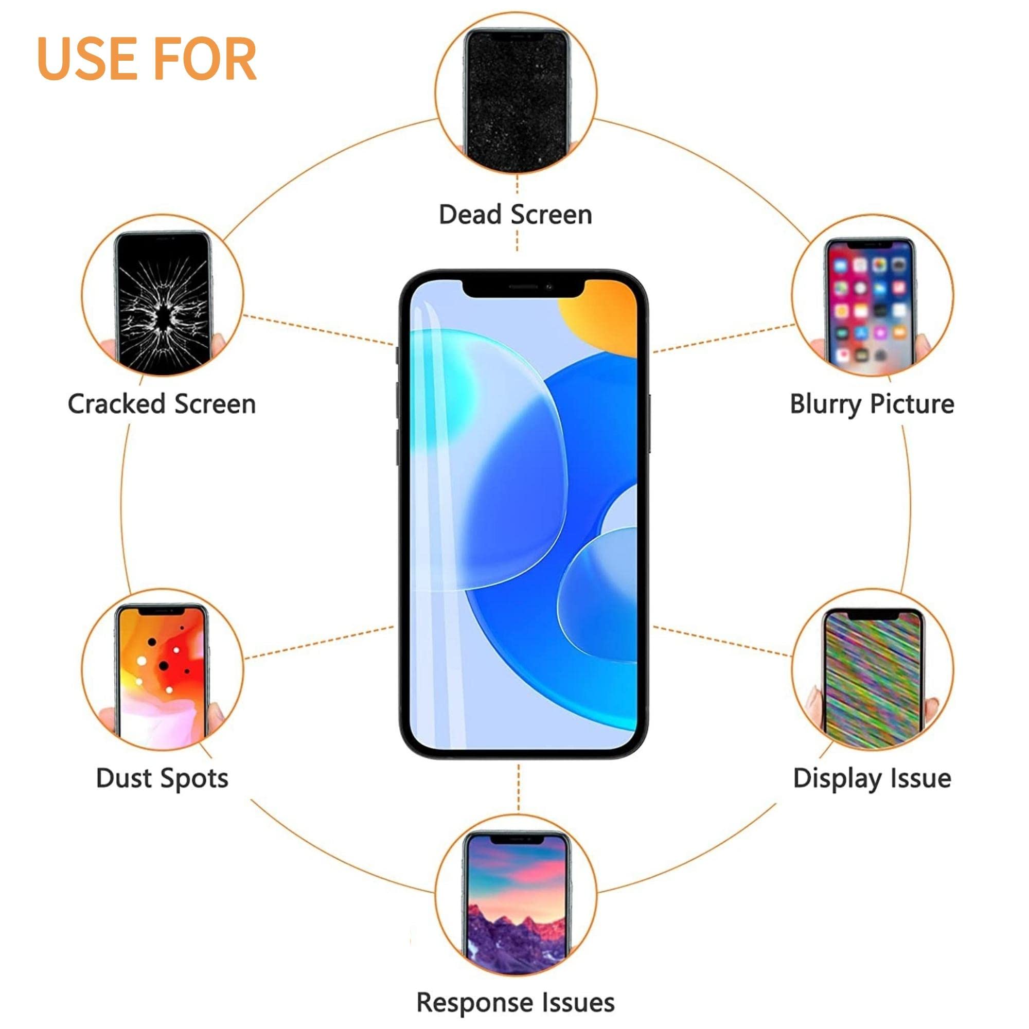 ZOETEC Schermo Di Ricambio Per IPhone 12 E 12 Pro - LCD FHD Con COF, Face ID, Kit Strumenti Incluso