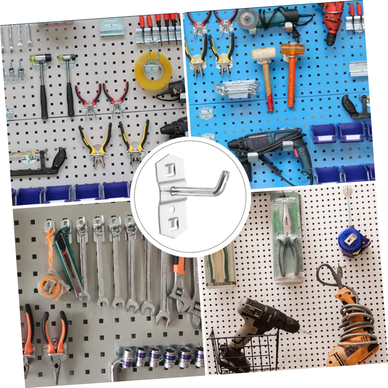 SOLUSTRE 10Pcs Heavy Duty Pegboard Tool Hooks Display Shelf Hangers for Organizing Garage Tools Easy Install Peg Tool Hook for Craft Storage and Equipment Arrangement