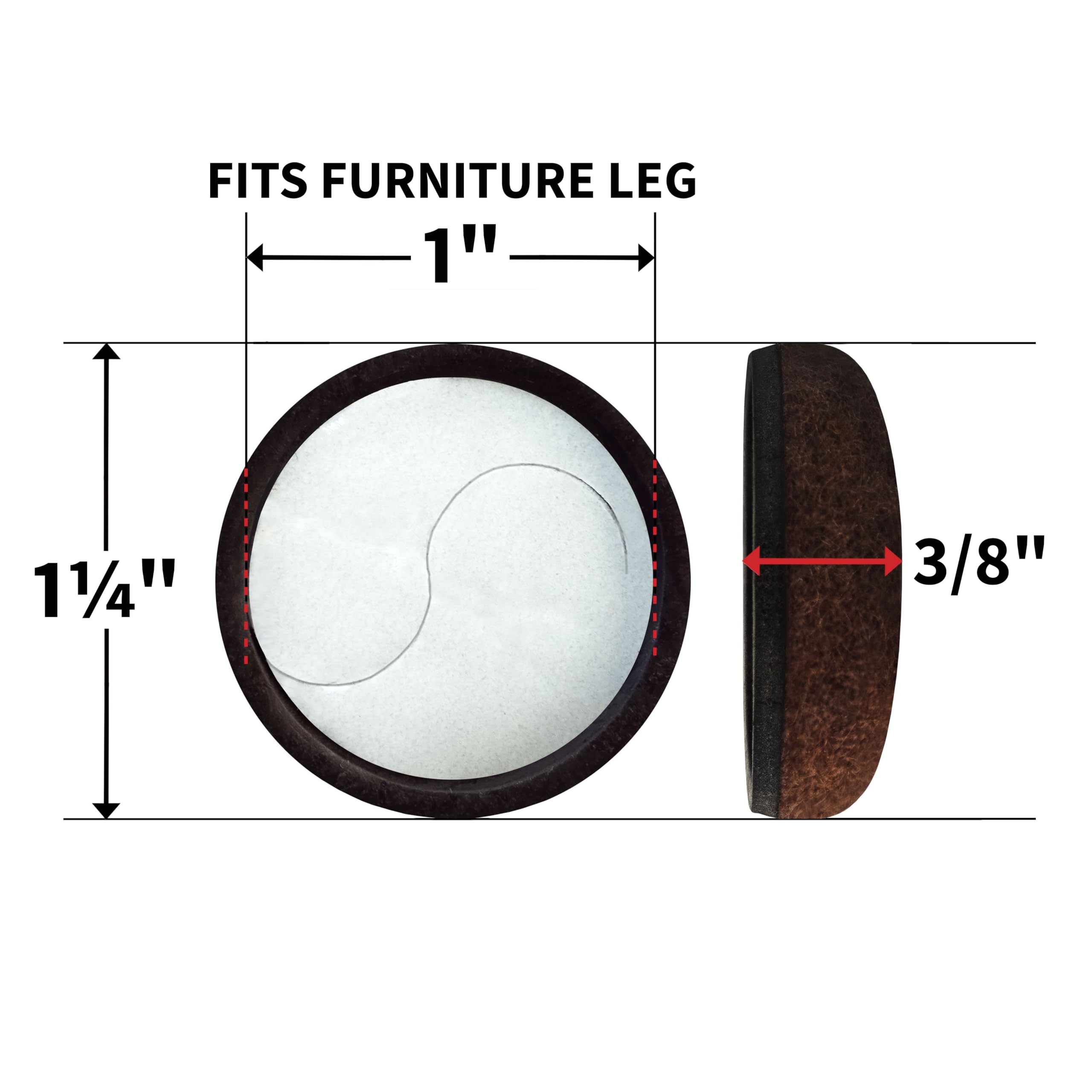 Super Sliders 1 Round Formed Secure Reusable Felt Furniture Sliders for Hard Surfaces Noise-Reducing Adhesive Furniture Moving Pads — view 7