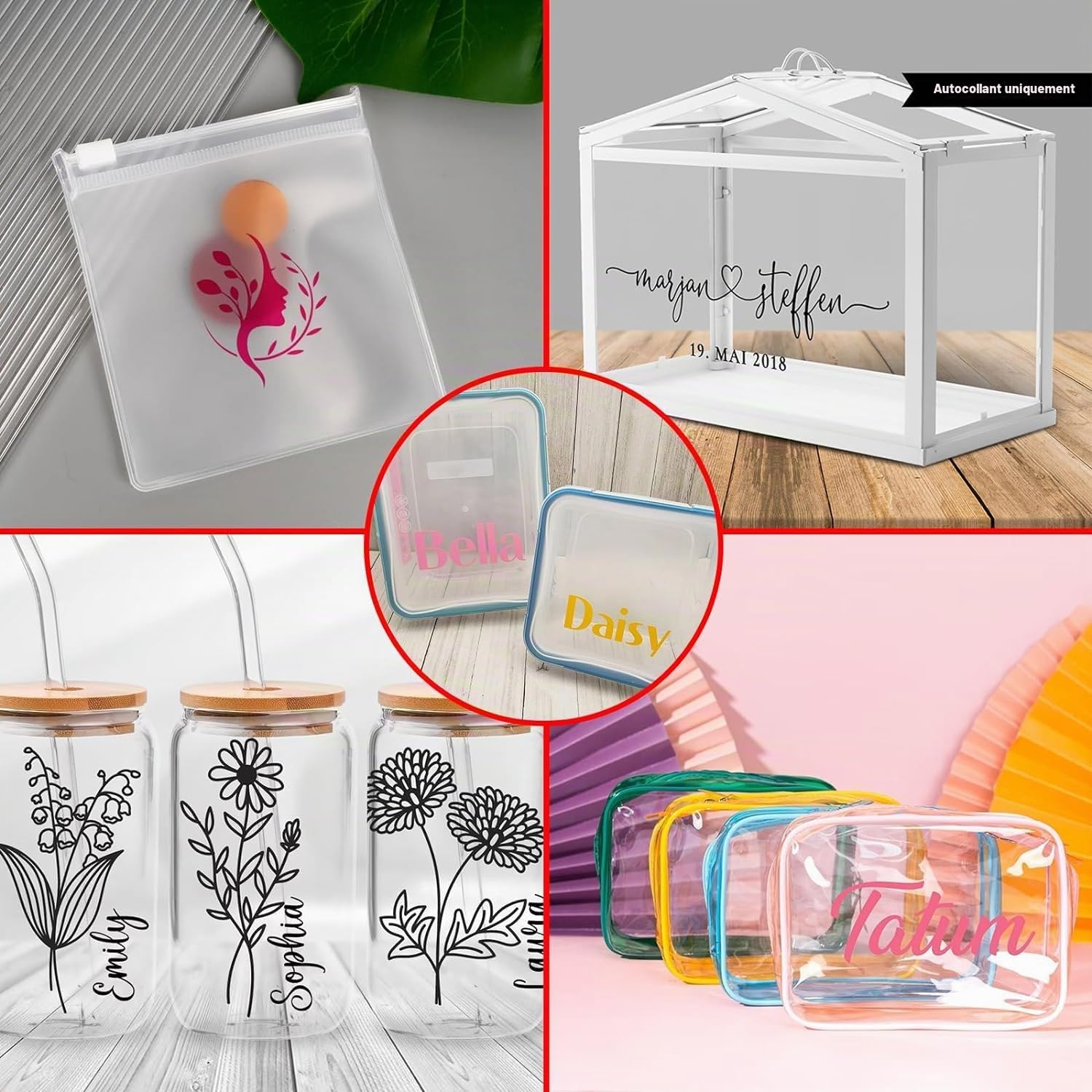 Papier autocollant en vinyle A4 transparent brillant pour imprimante jet d'encre