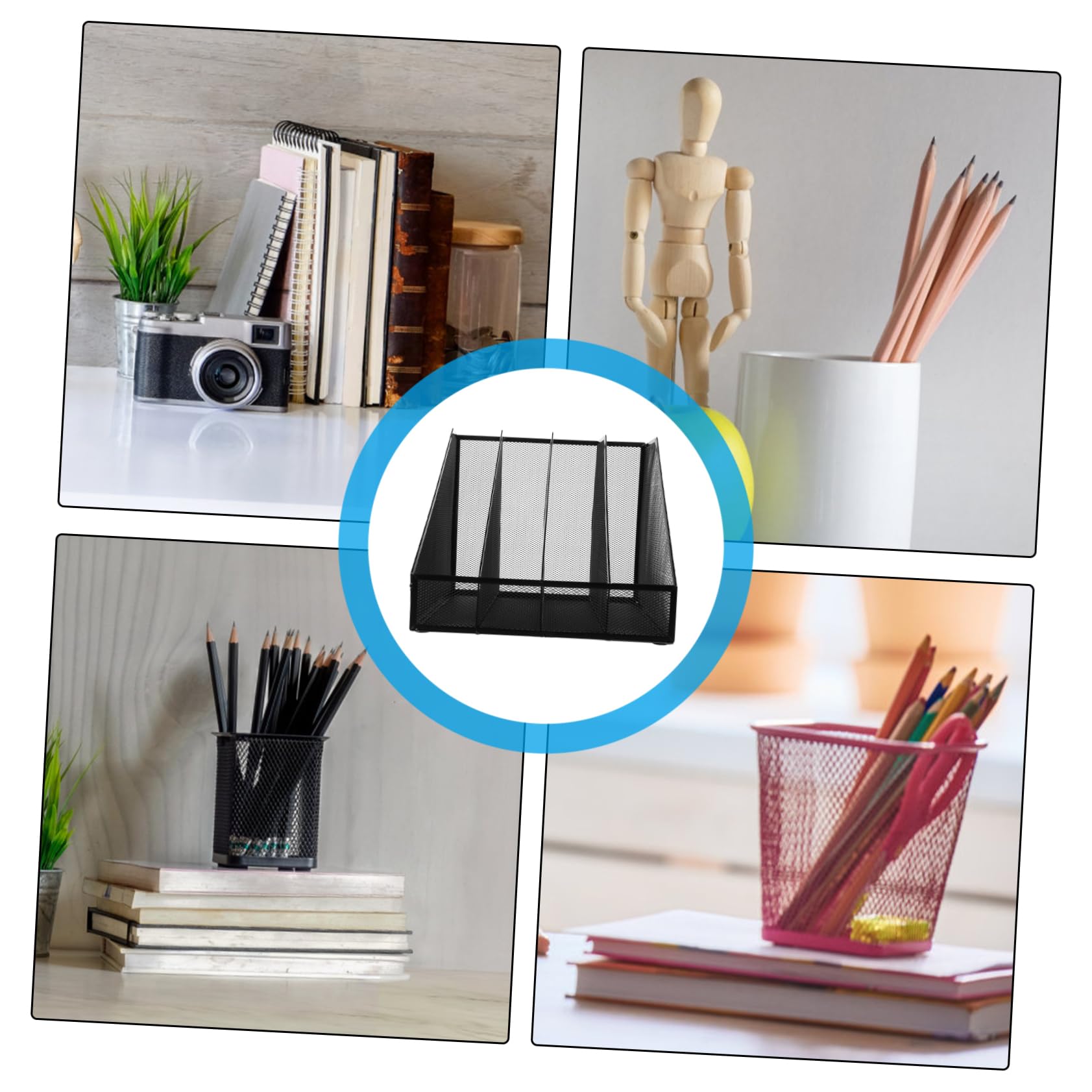 TOPBATHY Organiseur De Dossiers Maille Métallique Compartiments Porte-courrier Pour Bureau Et Maison Documents Et Papeterie