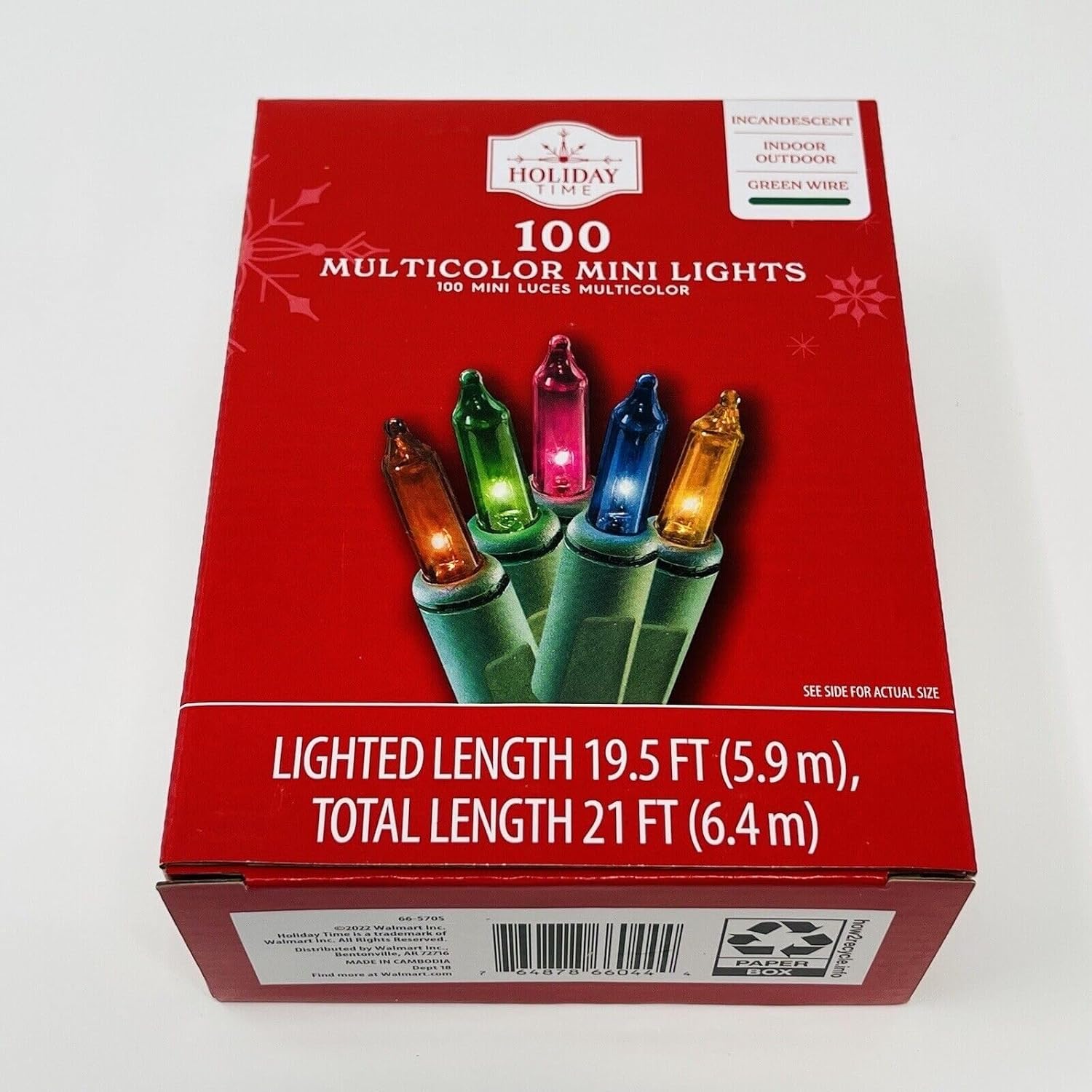 Generic Set of 4 Holiday Time Multi Color Mini Light Set on Green Wire, 100 Multicolor Count (Total 400 Count), Lighted Length is 19.5 feet Each Set (Total 78 feet).