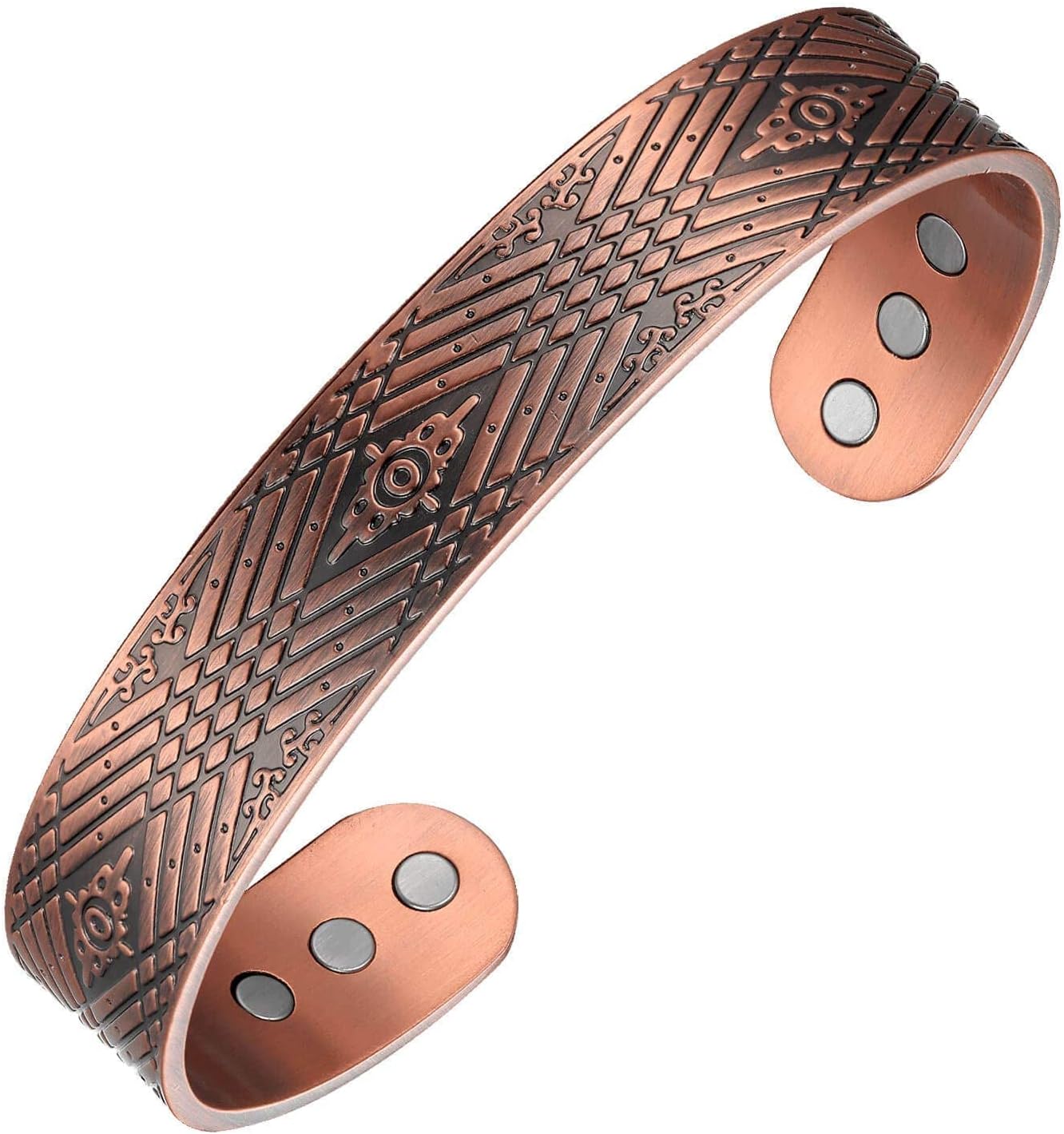Copper Bracelet for Men, 99.9% Pure Copper Magnetic Bangle with Ultra Strength Magnets Large Adjustable Copper Bracelets (Jewelry Gift Box)