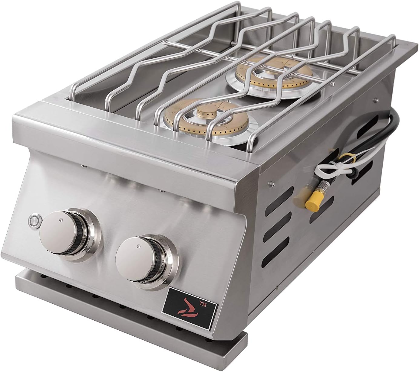 Bonfire Outdoor Kitchen Built-in Double Side Burner for BBQ Island, Includes Natural Gas Kit, 304 Stainless Steel, CBADSB