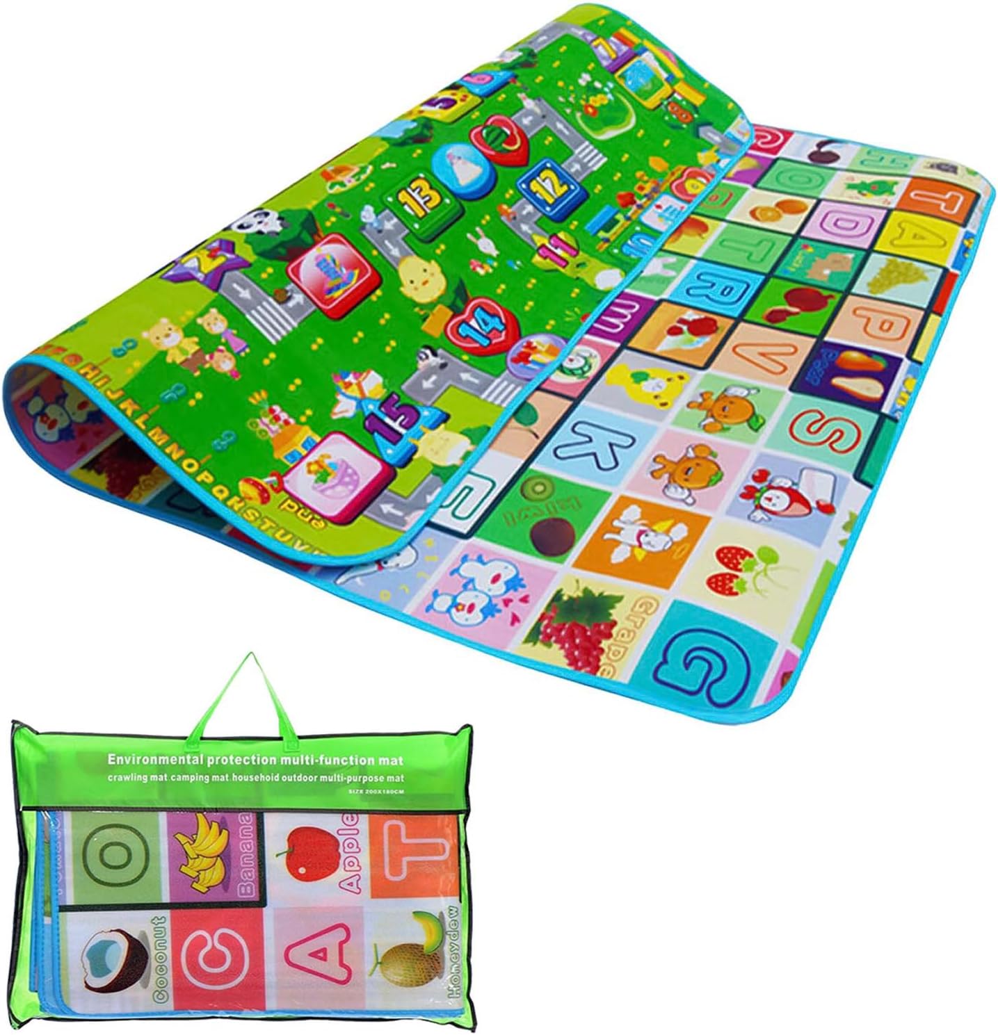 Denny International ® Kids Crawling Educational 2 Side Play Mat Game Soft Foam Picnic Carpet 200X180cm