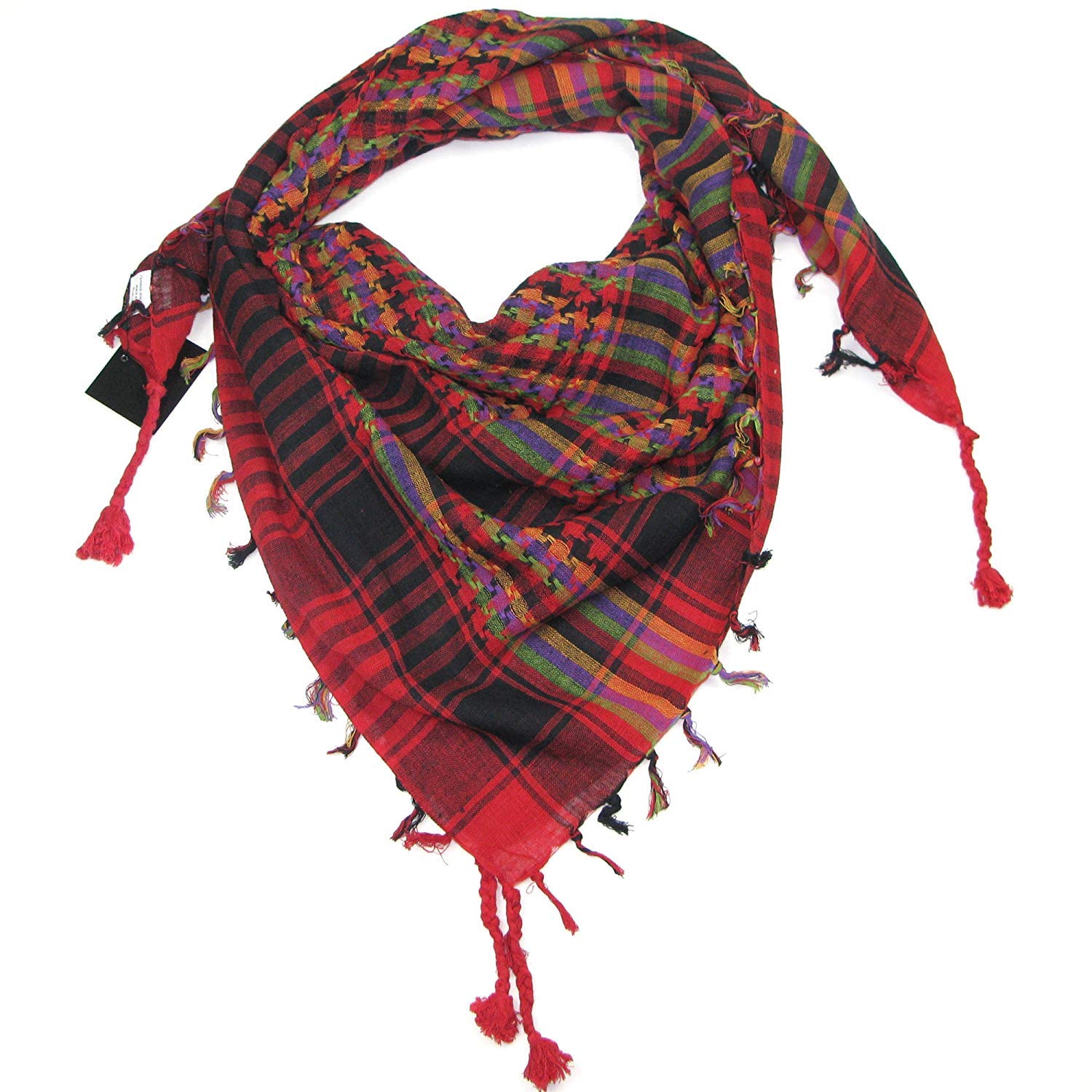 Glamdust 100% Cotton Multicolor Checkered Arafat Scarf, Kafiyah, Shemagh, Big Size.