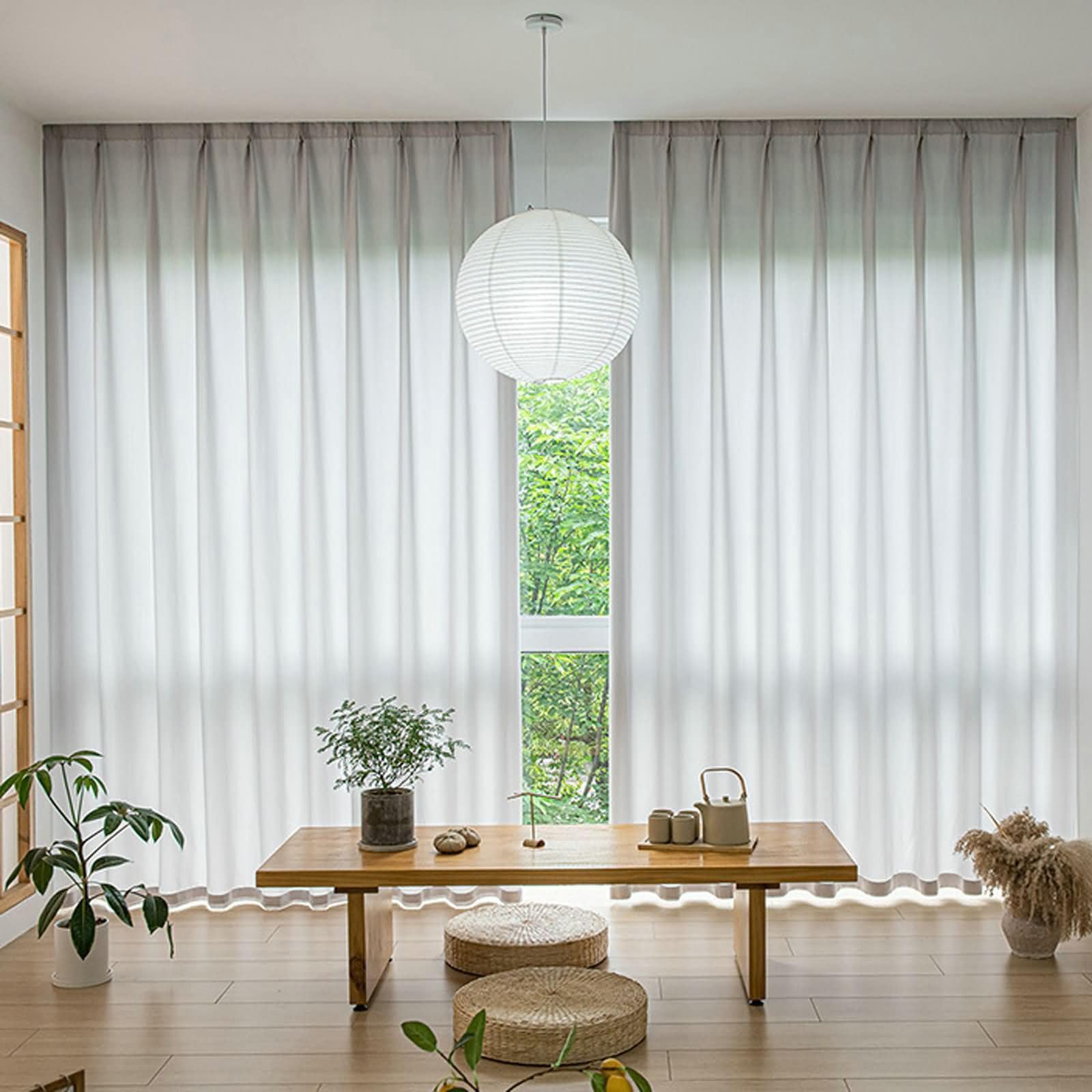 Vorhang Halbtransparent Modern 2er Set,2 x 86W x 183H cm,Wohnzimmer Gardinen Hellgrau Einfarbig Vorhänge Schlafzimmer mit Ösen